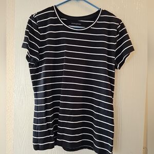 Banana Republic Black & White Striped Timeless Tee – Size M